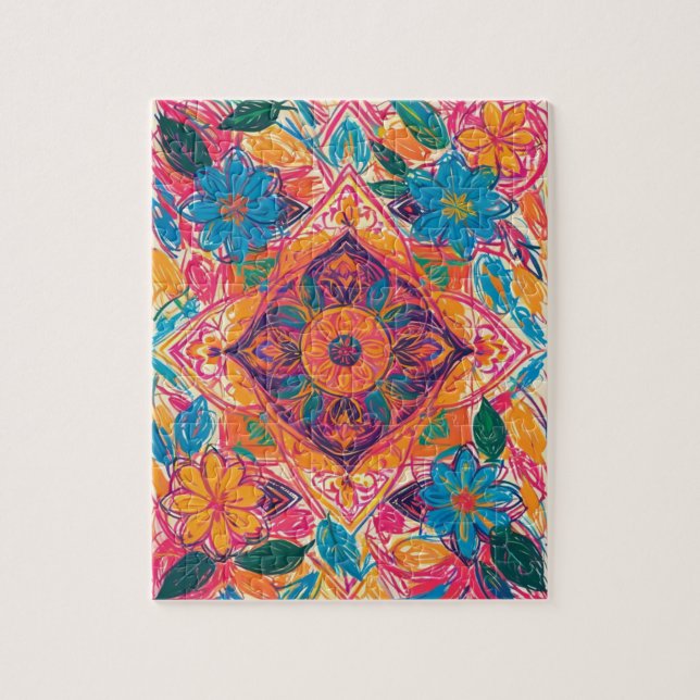 Puzzle Scribbles de fleurs orientales uniques (Vertical)