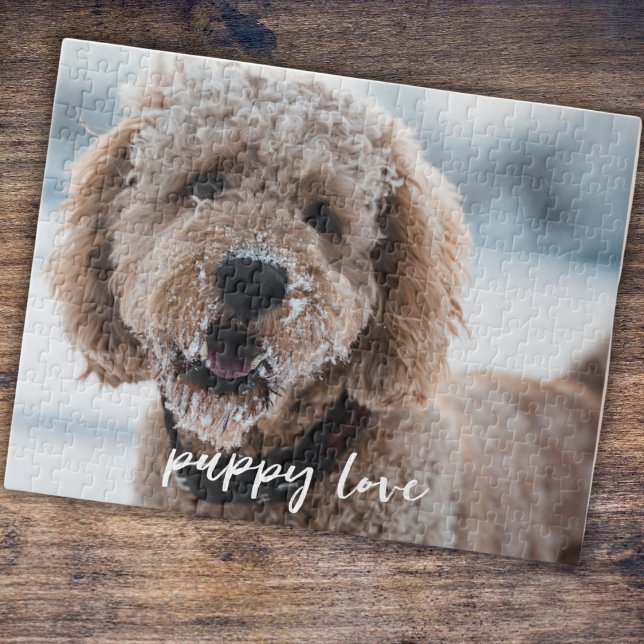 Puzzle Script d'amour de chiot Modèle photo pour animal d (Upload your pet photo. "Puppy love" can be changed to your dogs name too.)
