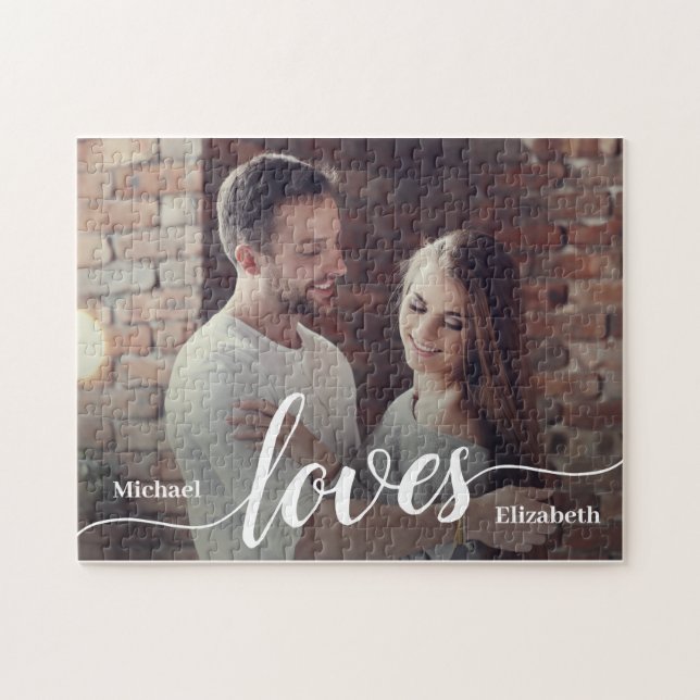 Puzzle Script d'amour photo Couples personnalisés (Horizontal)