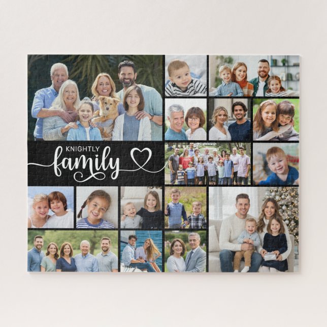 Puzzle Script moderne FAMILLE 16 Photo Collage de votre c (Horizontal)