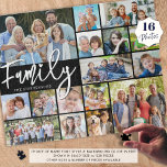 Puzzle Script moderne FAMILLE 16 Photo Collage de votre c<br><div class="desc">Créez un puzzle de mémoire photo avec le titre FAMILY dans une typographie de script moderne et personnalisé avec votre nom de famille dans votre choix de texte et couleurs arrière - plans (montré en blanc sur noir). Ce modèle de collage photo facile à télécharger a 16 images de différentes...</div>