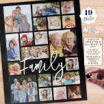 Puzzle Script moderne FAMILLE 19 Photo Collage Couleur pe<br><div class="desc">Créez votre propre puzzle de souvenirs photo moderne en utilisant ce modèle de collage photo facile à télécharger avec 19 images de différentes formes et tailles et votre nom ou titre personnalisé (montré avec FAMILY) dans la typographie manuscrite chic. MODIFICATIONS : Modifiez la couleur de l'arrière - plan noir et/ou...</div>