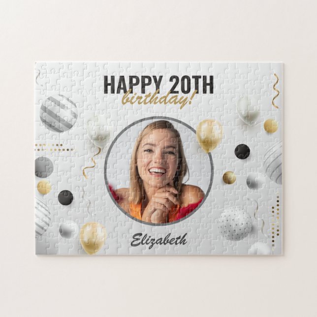 Puzzle Script moderne Joyeux anniversaire personnalisé ca (Horizontal)