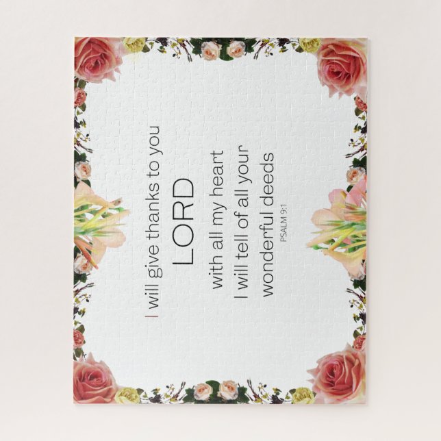 Puzzle Scripture Psaume 9, Floral (Vertical)