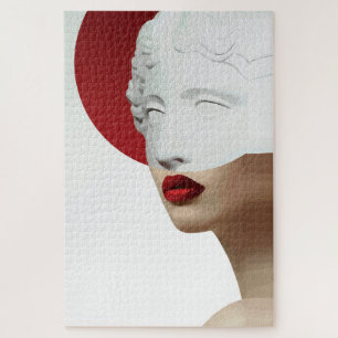 Puzzle Sculpture Classique Minimaliste Cercle Rouge Moder