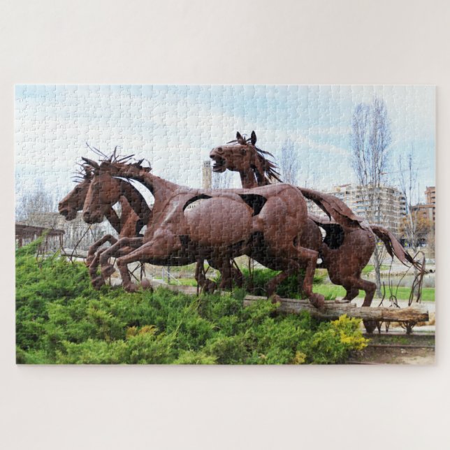 Puzzle Sculpture de chevaux en course (Horizontal)