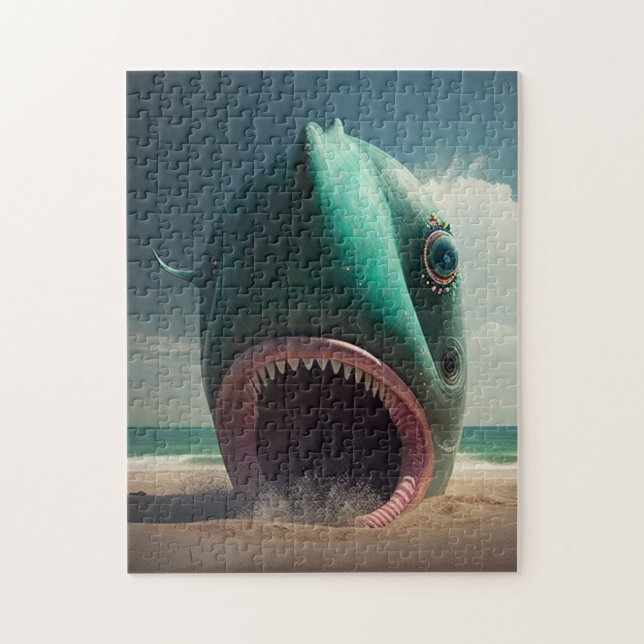 Puzzle Sculpture de requin sur la plage (Vertical)
