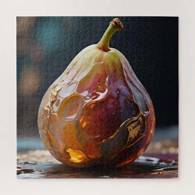 Puzzle Sculpture en verre ambre de figue (Vertical)
