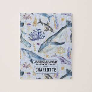 Puzzle Sea Life Whales Christian Bible Verse Nom du coupl