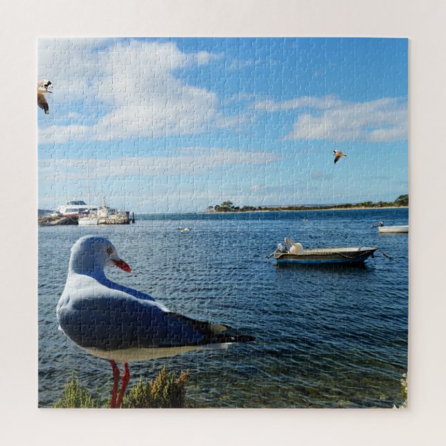 Puzzle Seagull, Boats et The Ocean (Vertical)