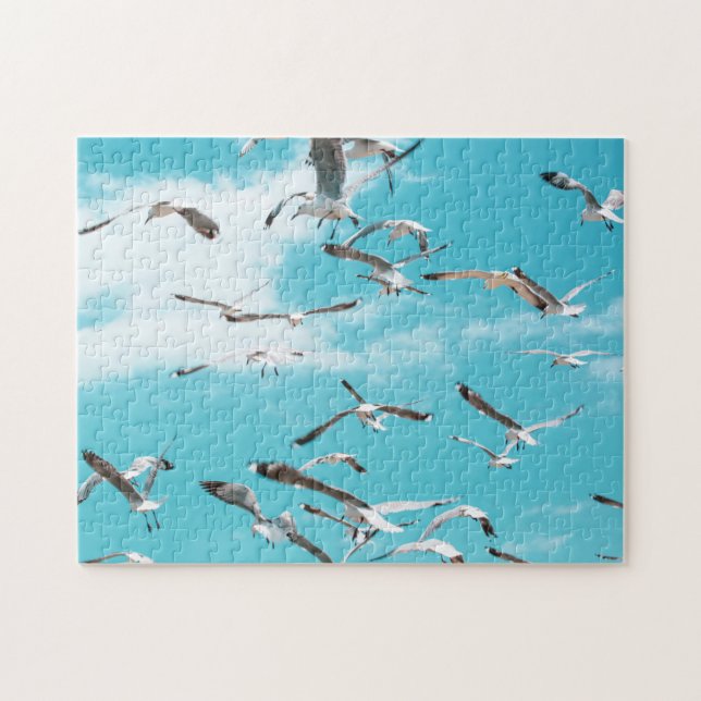 Puzzle Seagulles Volant Sky Ocean Thème de mer (Horizontal)