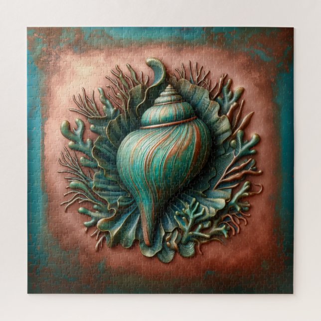Puzzle Seashell Copper et Patina Beach House (Vertical)