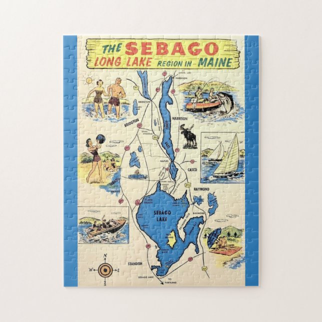 Puzzle Sebago Lake Maine vintage (Vertical)