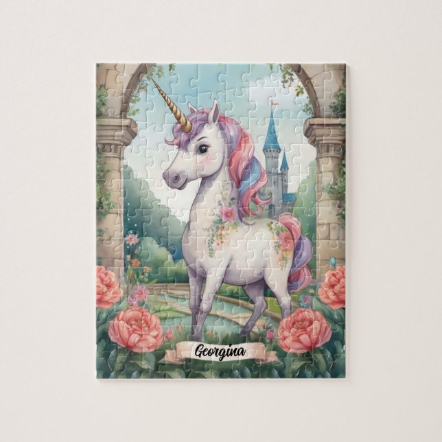 Puzzle Secret Garden Unicorn Personnalisé Enfants (Vertical)