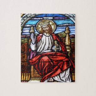 Puzzle Seigneur Jésus sur le verre souillé de trône