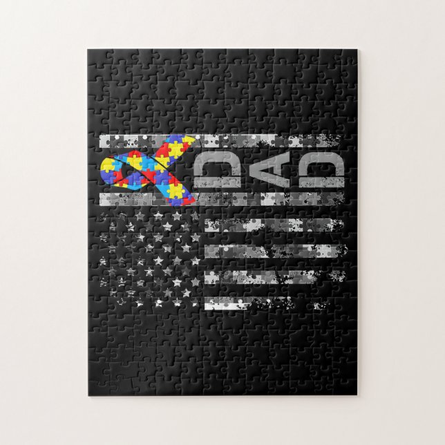 Puzzle Sensibilisation sur l'autisme Papa USA Drapeau Fêt (Vertical)