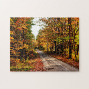 Puzzle Sentier boisé avec feuillage d'automne