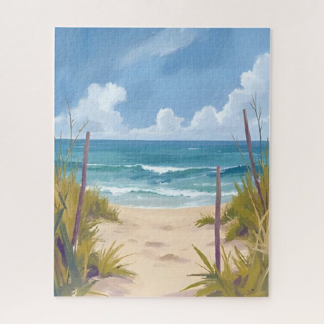 Puzzle Sentier de la plage | Eau de mer Océan peint à l'a (Vertical)