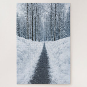 Puzzle Sentier forestier hivernal brumeux Paysage d'hiver