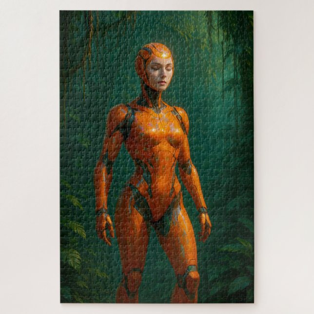 Puzzle Sentinelle de la Jungle de Cyborg féminine en armu (Vertical)