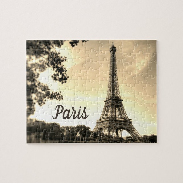 Puzzle Sepia Eiffel Tower Paris Europe Travel Photo (Horizontal)