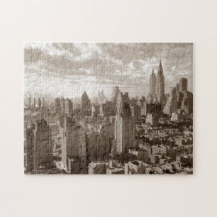 Puzzle Sepia New York City Old Vintage Retro