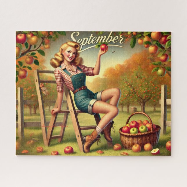 Puzzle Septembre Pin-up de récolte de pays (Horizontal)