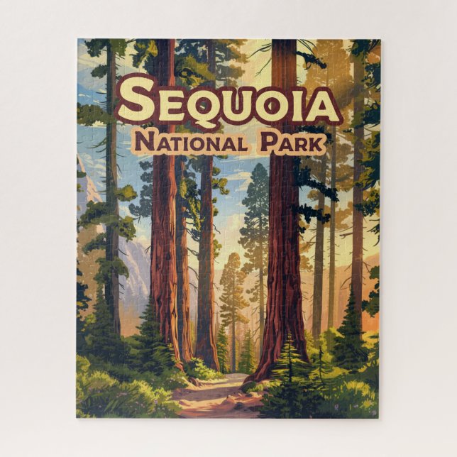 Puzzle Sequoia National Park California Tree Retro (Vertical)