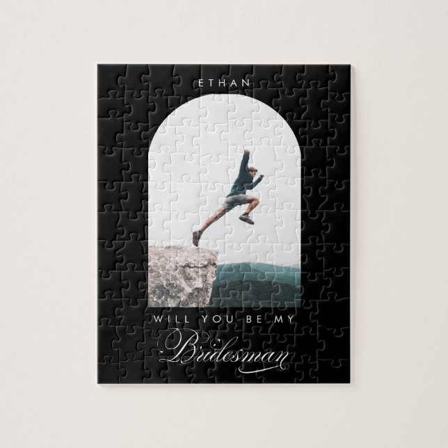 Puzzle Seras-tu mon Bridesman Minimal Photo Moderne Arch (Vertical)