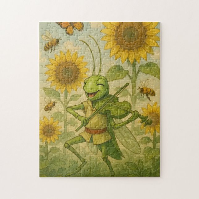 Puzzle Sérénade d'été : Joyeux violoniste de sauterelles (Vertical)