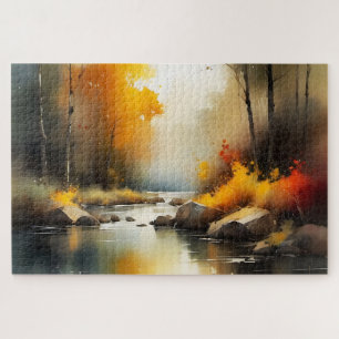 Puzzle Sérénissime peinture paysage de rivière d'automne