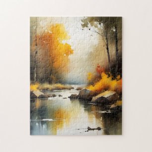Puzzle Sérénissime peinture paysage de rivière d'automne