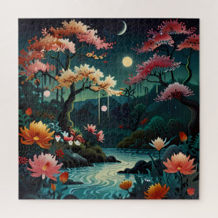 Puzzle "Sérénité au coucher du soleil : l'art chinois tra