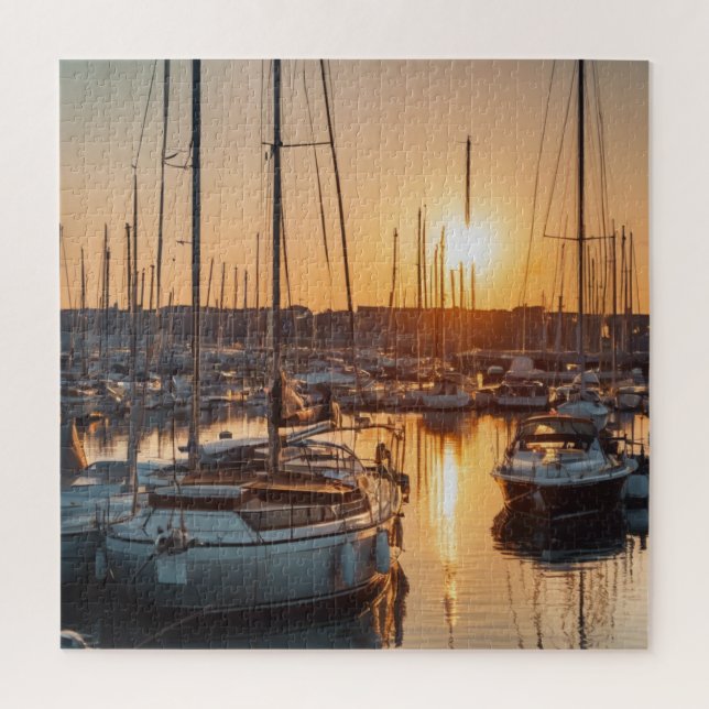 Puzzle Sérénité du coucher de soleil sur la marina (Vertical)