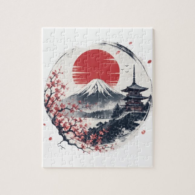 Puzzle Sérénité du coucher de soleil sur le mont Fuji – A (Vertical)