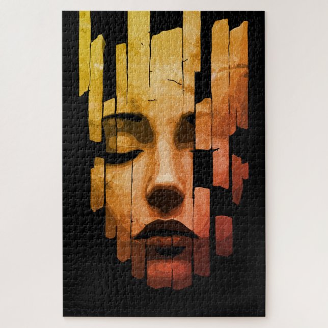 Puzzle Sérénité fragmentée – Portrait numérique surréalis (Vertical)