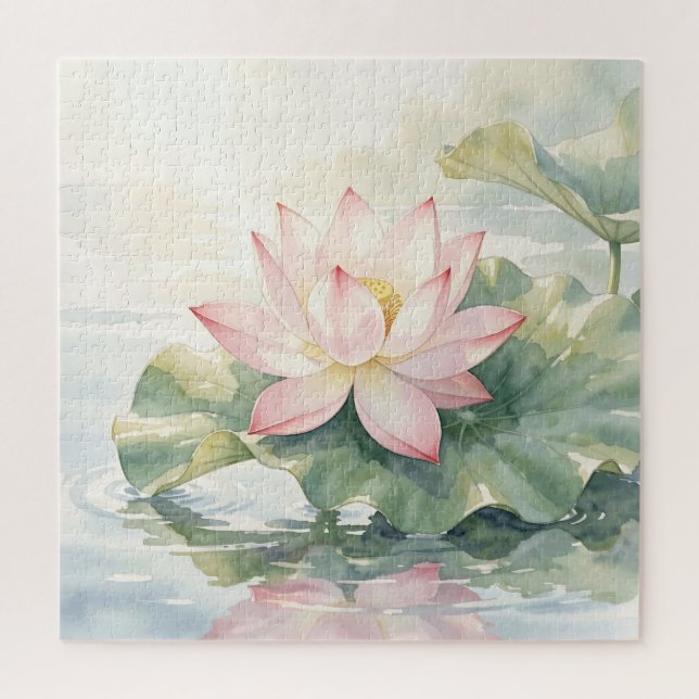 Puzzle Sérénité Lotus Rose Aquarelle  (Vertical)