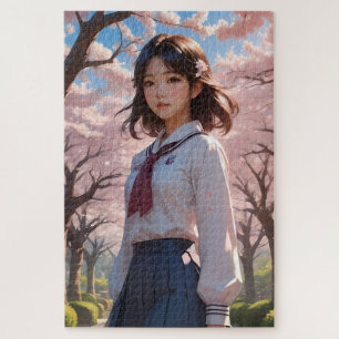 Puzzle "Serenity Cherry Blossom - Spring Girl Puzzle"
