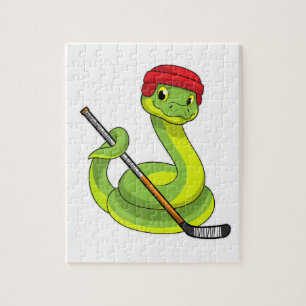 Puzzle Serpent au hockey sur glace avec bâton de hockey s