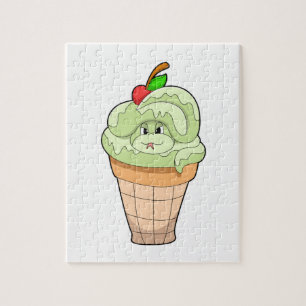 Puzzle Serpent avec cône crème glacée & cerise