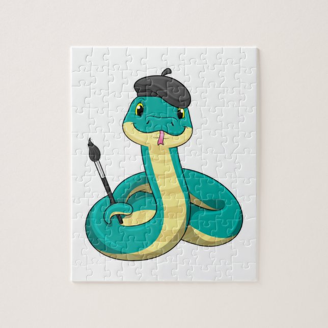 Puzzle Serpent comme peintre avec pinceau (Vertical)