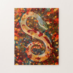 Puzzle Serpent dans le style d'art pointilliste aborigène