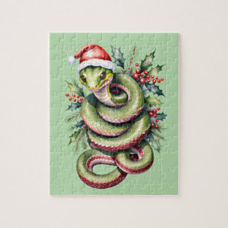 Puzzle Serpent de Noël Vacances Hiver Feuilles de Houx