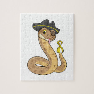 Puzzle Serpent pirate avec main crochet et cache-œil
