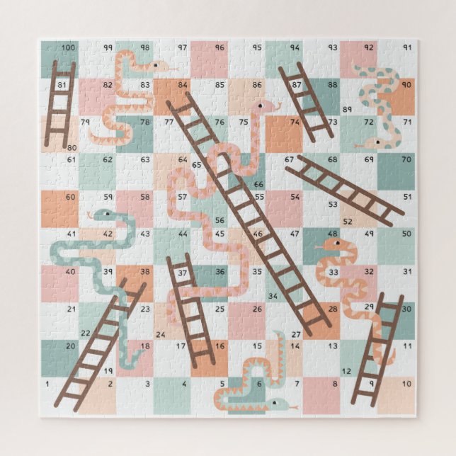 Puzzle Serpents et échelles jeu de société enfants (Vertical)