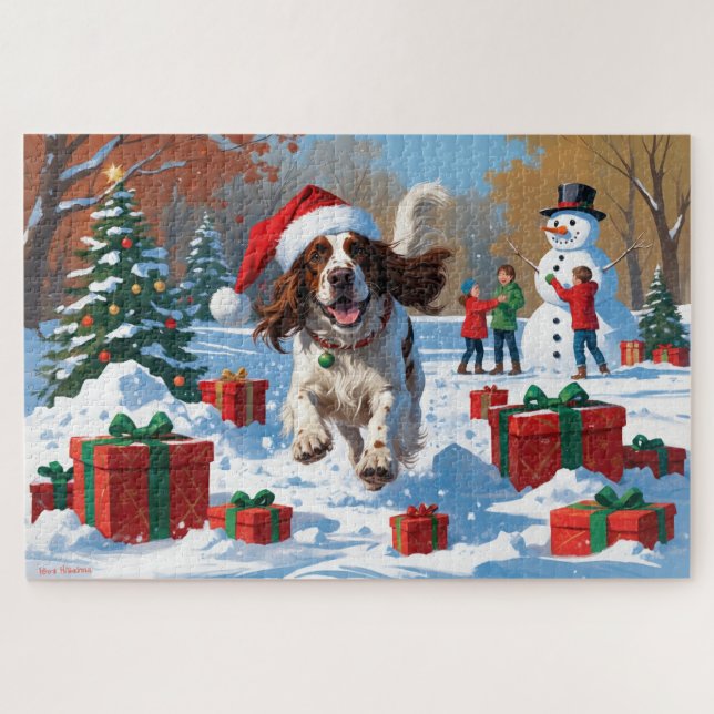 Puzzle Setter Anglais Courant dans la Neige avec un Chape (Horizontal)