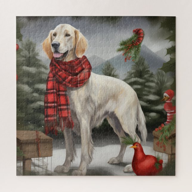 Puzzle Setter anglais dans la neige de Noël (Vertical)