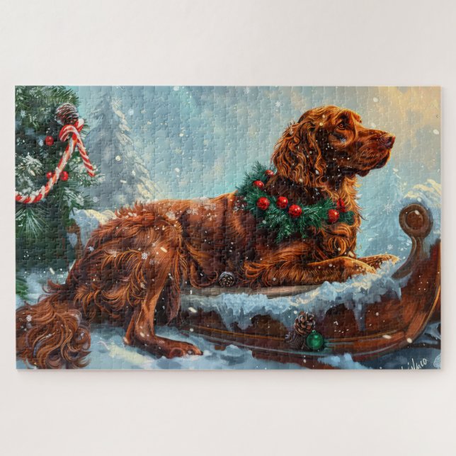 Puzzle Setter Rouge Irlandais Noël Fête (Horizontal)