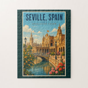 Puzzle Séville Espagne Illustration Voyage Art Vintage