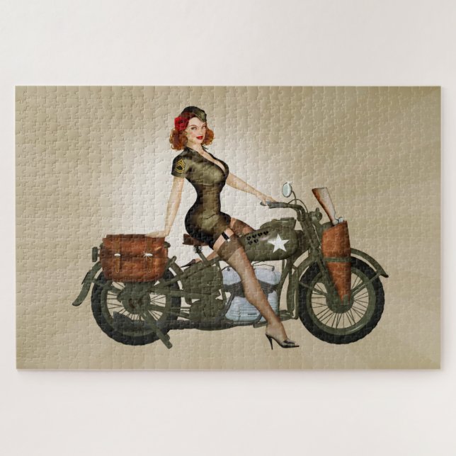 Puzzle Sgt Davidson Armée Moto Pinup (Horizontal)